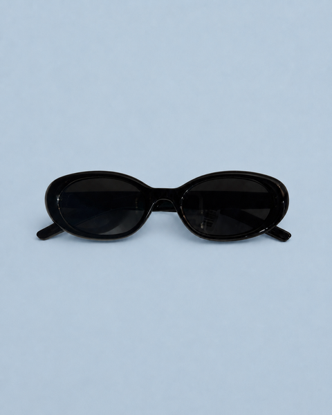 Black Rounded Oval Sunglasses