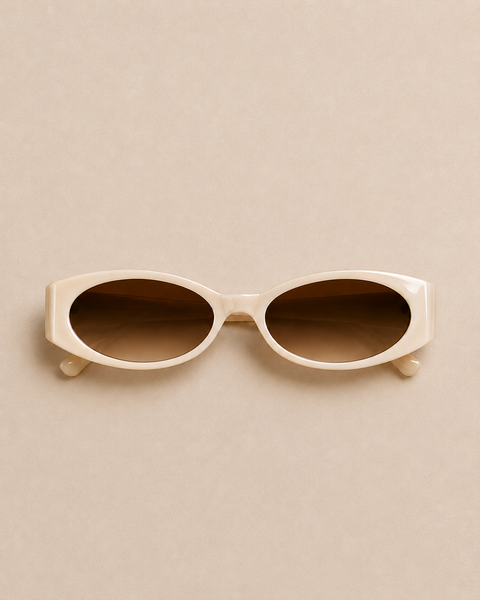 Cream Sculpted Oval Sunglasses
