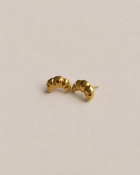 Gold Croissant Stud Earrings