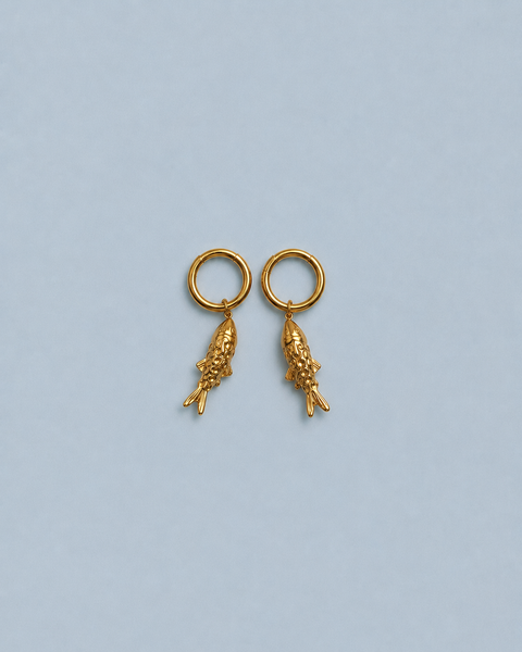 Gold Fish Drop Earrings