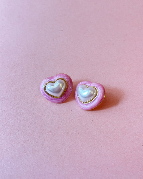 Pink Heart Stud Earring