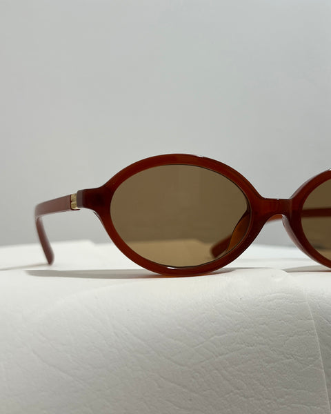 Oval Burgundy Sunglasses