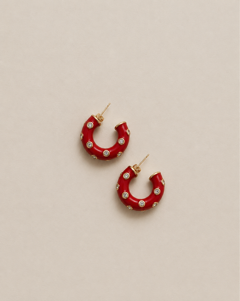 Red Crystal Hoop Earrings