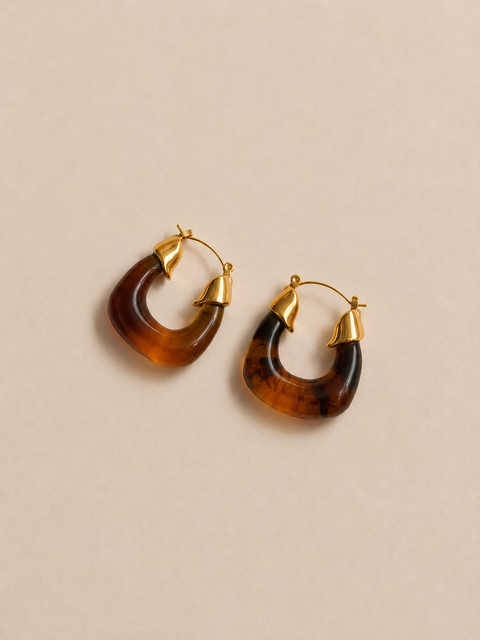 Tortoise Crescent Earrings