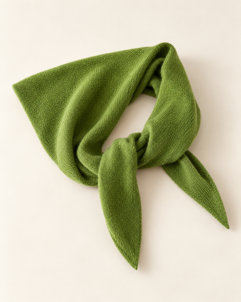 Brooklyn Triangle Scarf in Matcha green, made from 100% wool