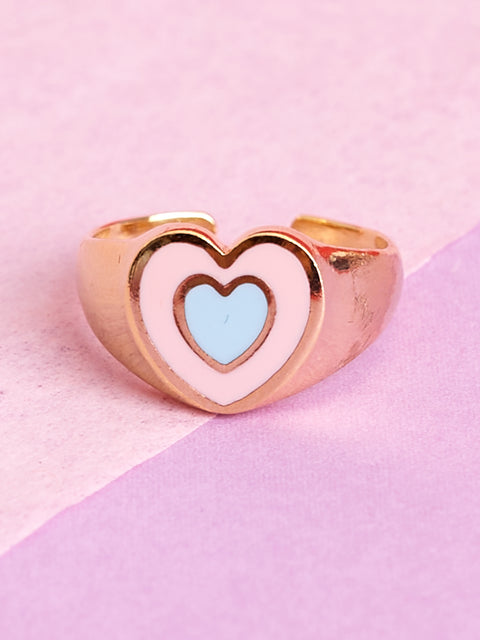 Pastel Double Heart Gold Plated Ring