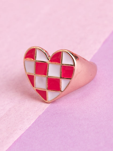 Checkered Heart Ring