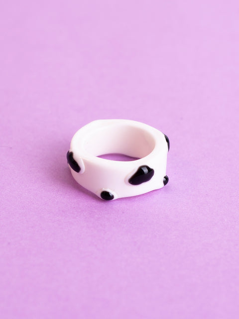 Cow-Print Acrylic Ring