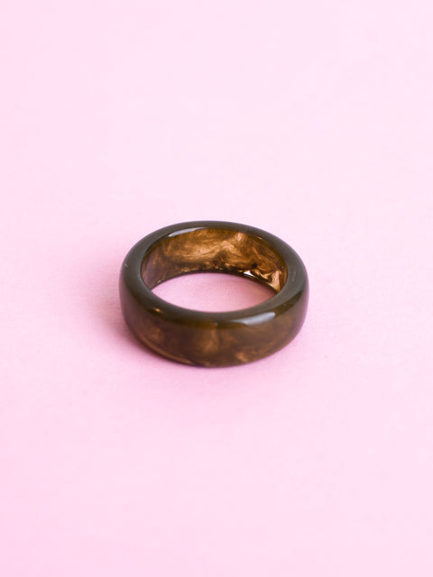 Marbled Flat Band Acrylic Ring