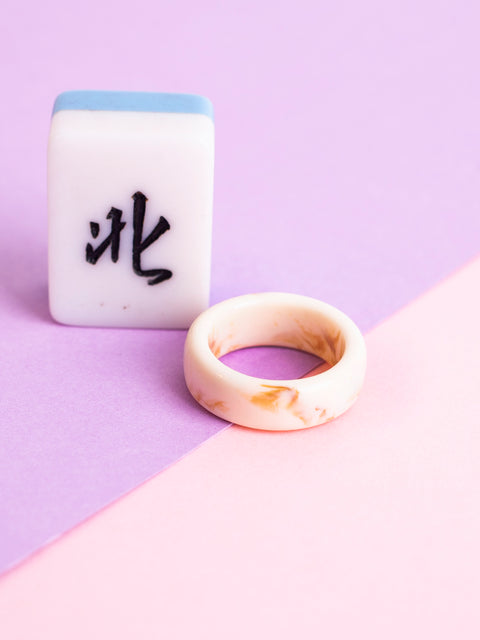 Marbled Flat Band Acrylic Ring