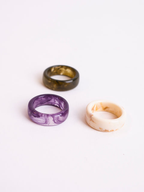 Marbled Flat Band Acrylic Ring