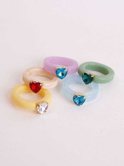 Heart Gem Acrylic Ring