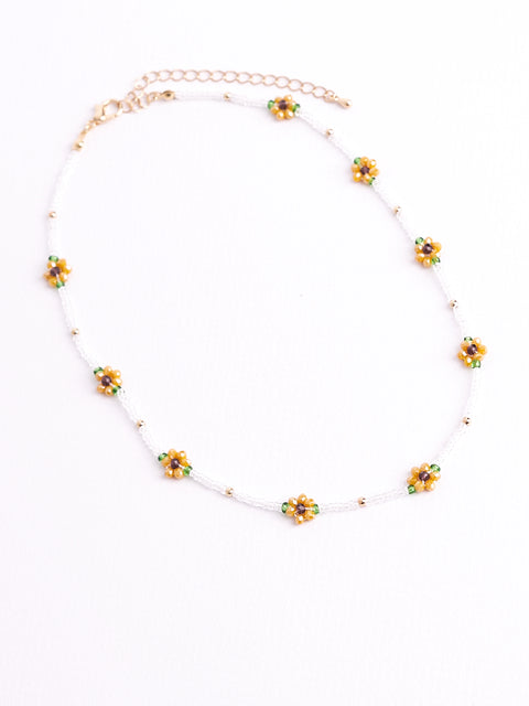 #sunflower beaded necklace
