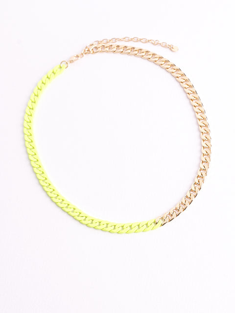 #half n half neon gold necklace