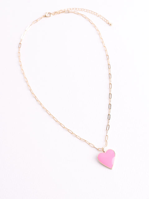 #heart pendant pink necklace