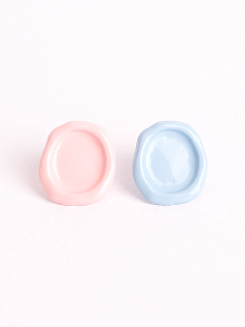 Pink/Blue Wax Stamp Large Stud Earring!