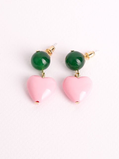 Heart Drop Emerald/Pink Earring!
