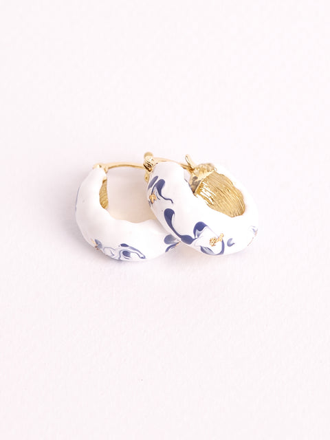 Painted Small Hoop White Earring!