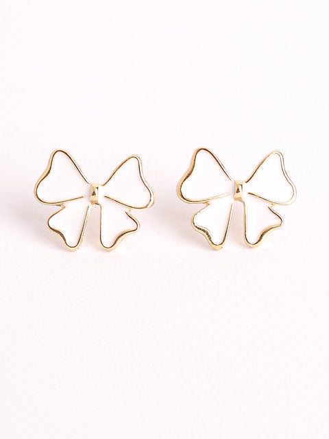 White Bow Large Stud Earring!