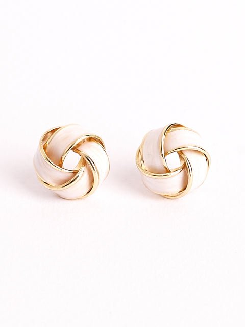 White & Gold Knot Large Stud Earring!