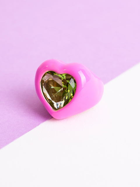 Oversized Gem Heart Ring