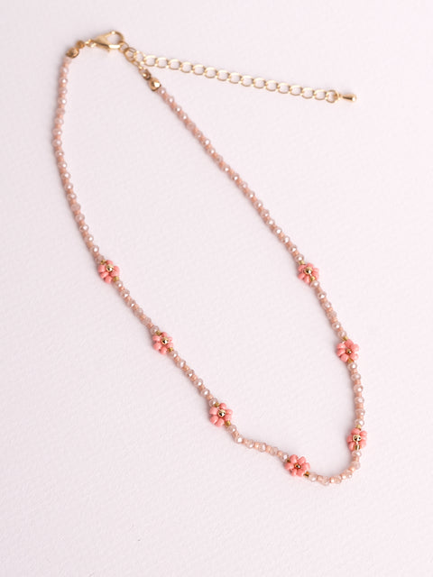 #flower watch pink necklace