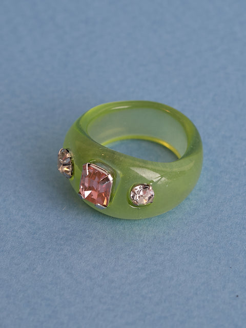 Triple Gem Acrylic Ring