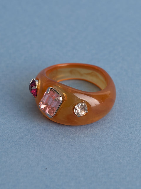 Triple Gem Acrylic Ring