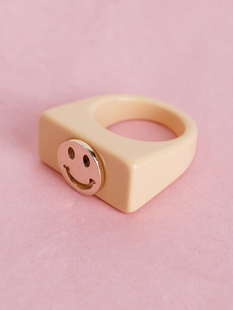 Happy Face Rectangle Ring