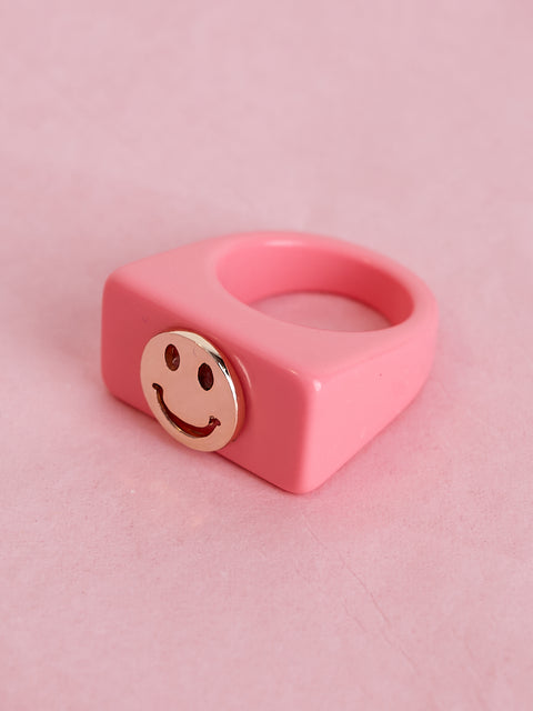 Happy Face Rectangle Ring