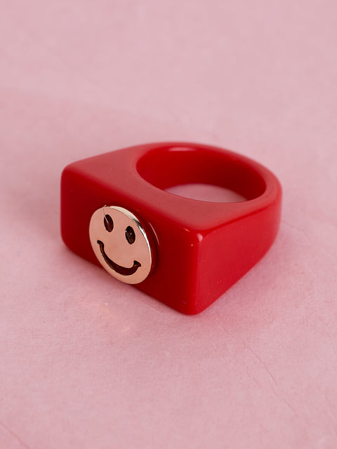 Happy Face Rectangle Ring