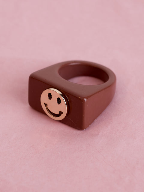 Happy Face Rectangle Ring