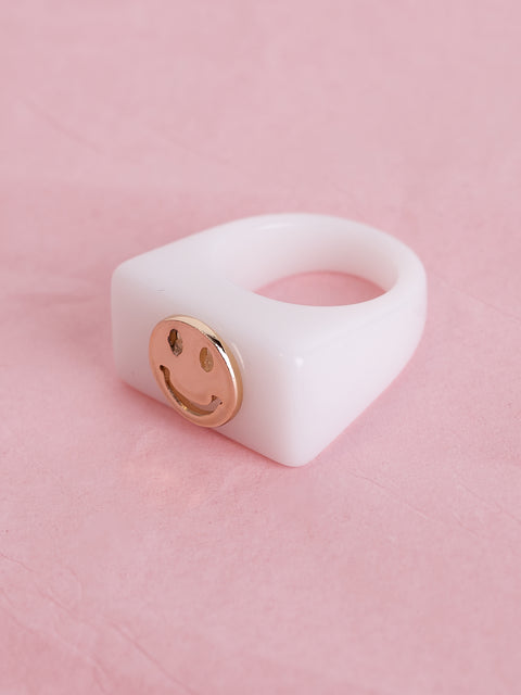 Happy Face Rectangle Ring