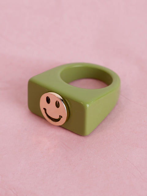Happy Face Rectangle Ring